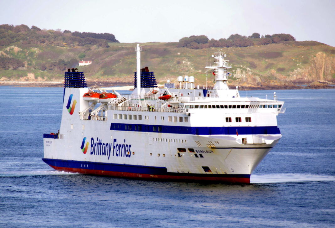 Barfleur waiting outside St Peter Port harbour after arriving from Cherbourg , before Berthing Trial's alongside number 2 berth.