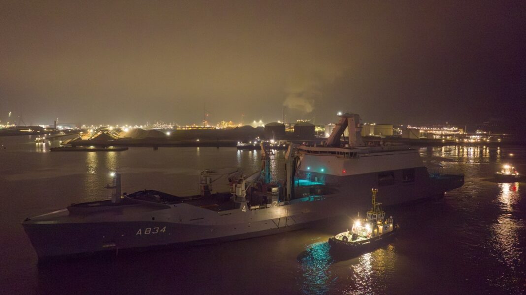 New Combat Support Ship for the Royal Netherlands Navy arrives at Damen Naval shipyard after successful sea trials