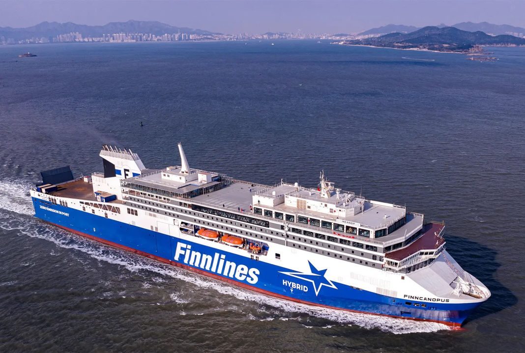 Finncanopus, the second of the 68,460gt Finnlines’ ro-pax series built in China at the CMI Jinling Yard, was handed over in early December 2023
