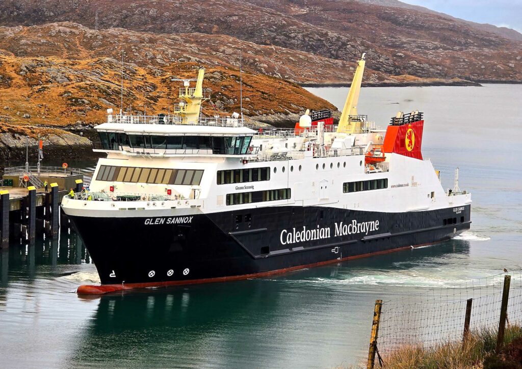 Glen Sannox at Tarbert for berthing trials, 4 January 2025 (Mark Nicolson)