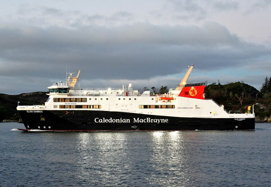 Glen Sannox leaves Stornoway for Lochmaddy & Tarbert, 4 January 2025 (Mark Nicolson)