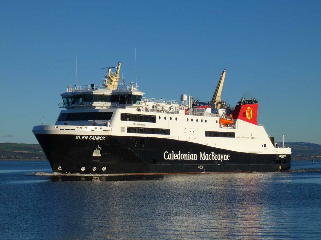 Glen Sannox departing the Clyde on 2 January 25 for endurance sea trials to Stornoway, Tarbert, Lochmaddie and Ullapool.