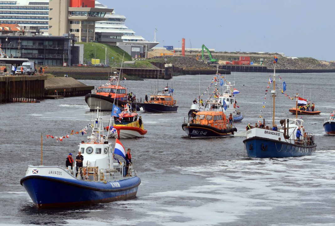 Lifeboats at entrance of IJmuiden Locks