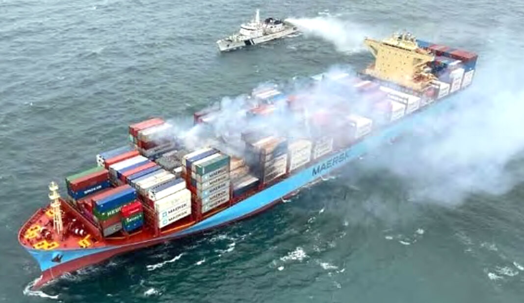 Fire rages on Maersk containership off Indian coast