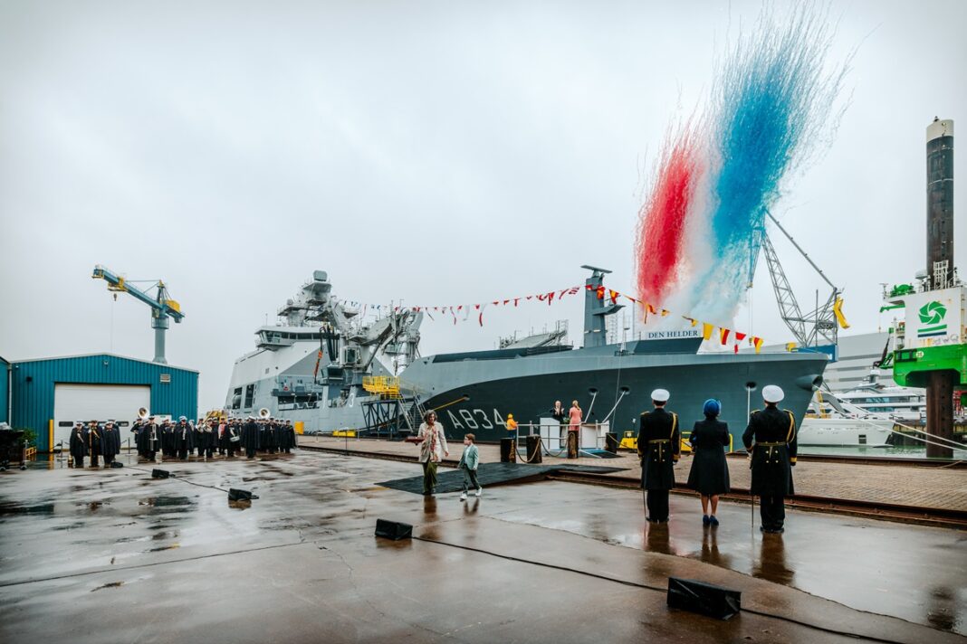 Princess Amalia christens Damen Naval's new Combat Support Ship Den Helder for Royal Netherlands Navy