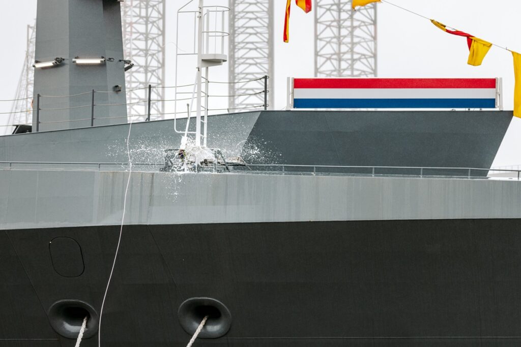 Princess Amalia christens Damen Naval's new Combat Support Ship Den Helder.