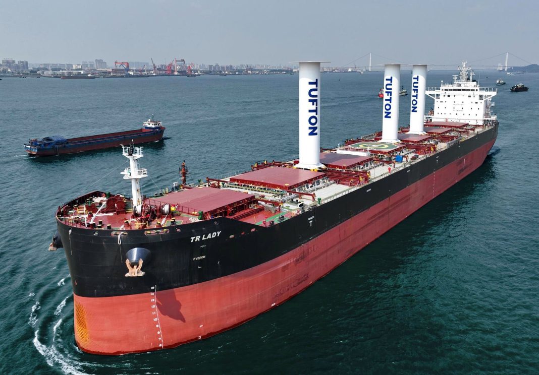Rotor Sails fitted to bulk carrier