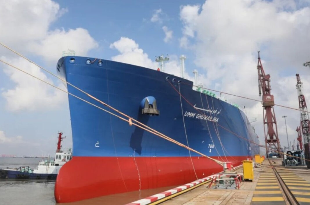 The 174,000-cbm LNG carrier, Umm Ghuwailina, owned by Japan’s MOL and chartered by QatarEnergy