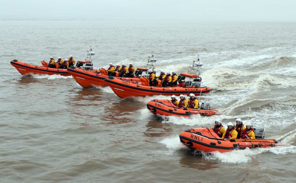Bristol Channel lifeboats on exercise together.